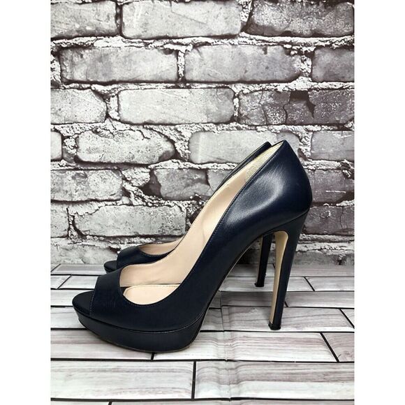 Miu Miu Blue Leather Peep Toe Platform Stiletto Heels Women’s Sz 37EU/6.5M US - Picture 7 of 16